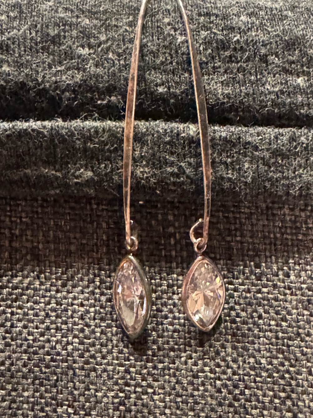 Silver Tone Marquise Crystal Drop Earrings